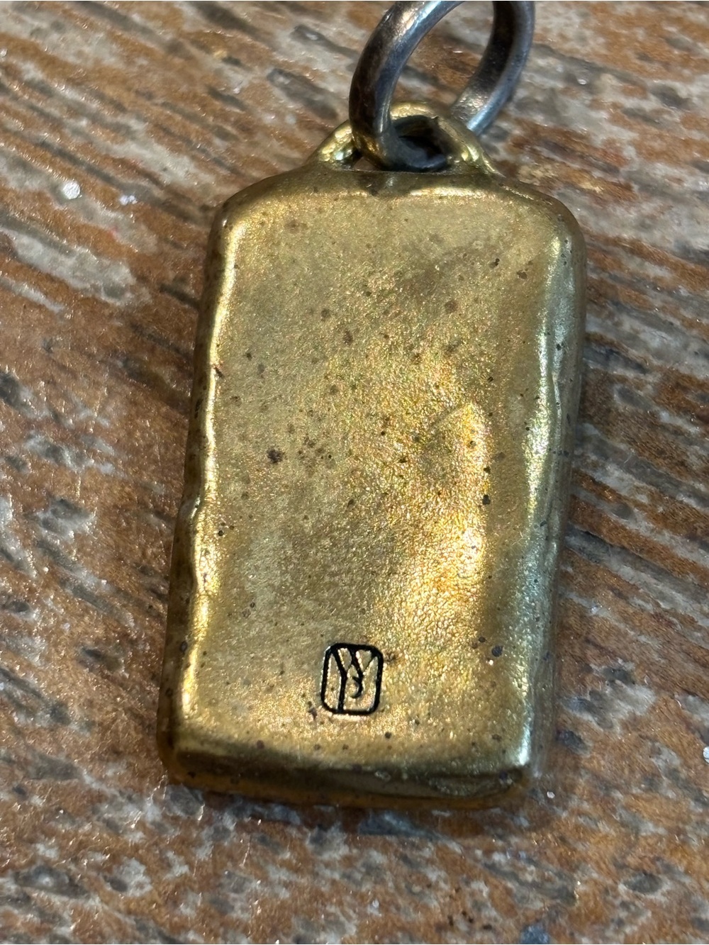 Waxing Poetic Crystal Pavé Rectangle Pendant in Gold - Picture 2 of 2